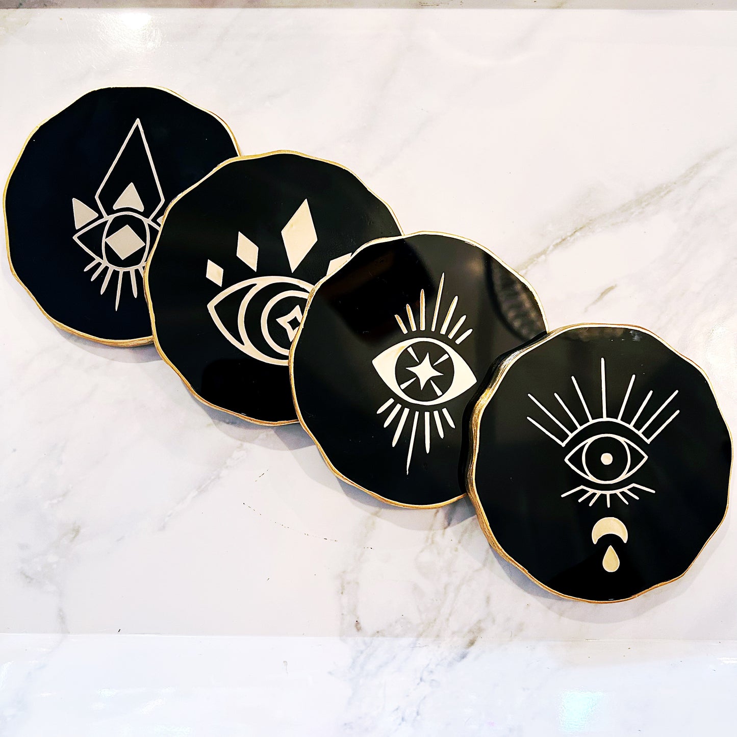 Evil Eye Coaster Set- Black