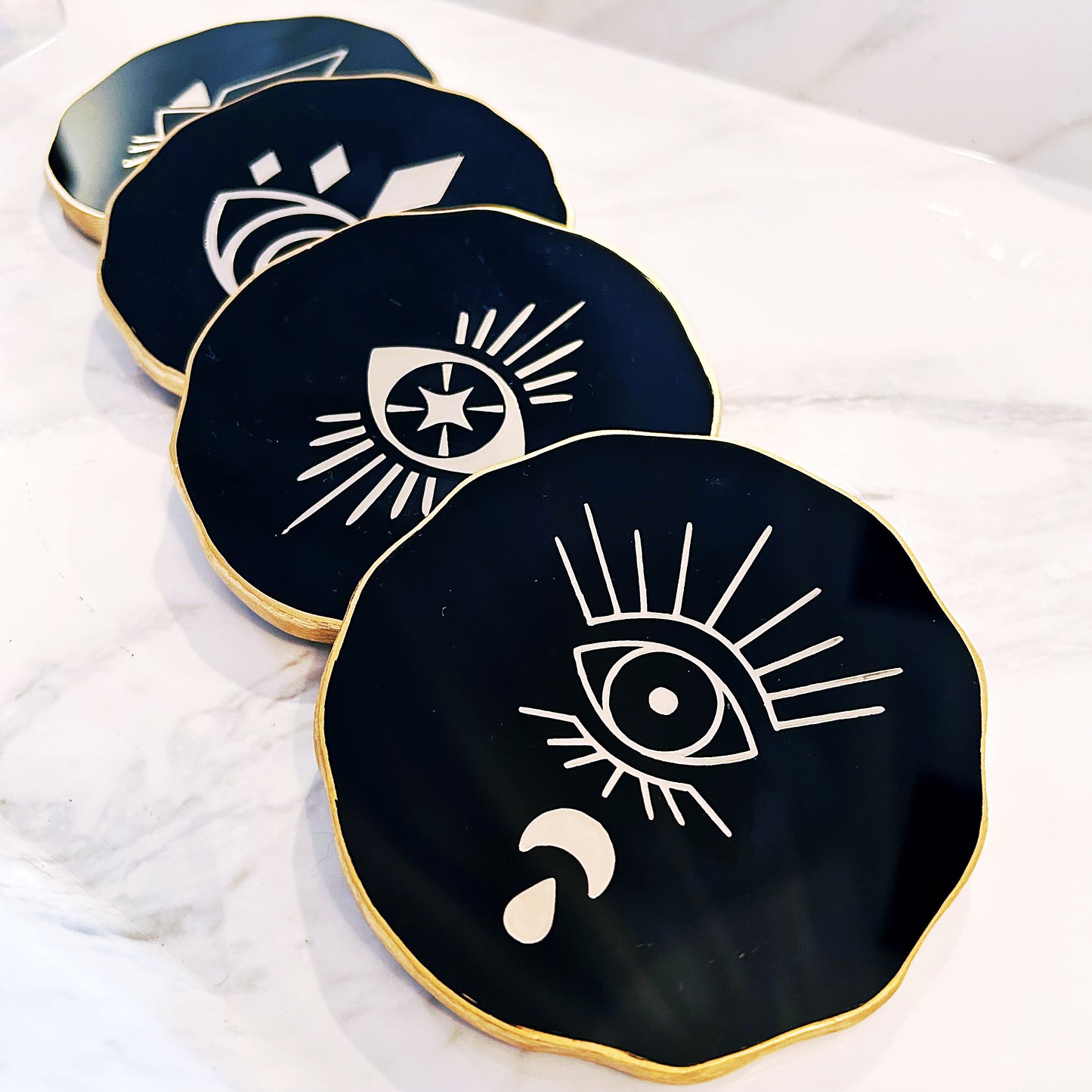 Evil Eye Coaster Set- Black