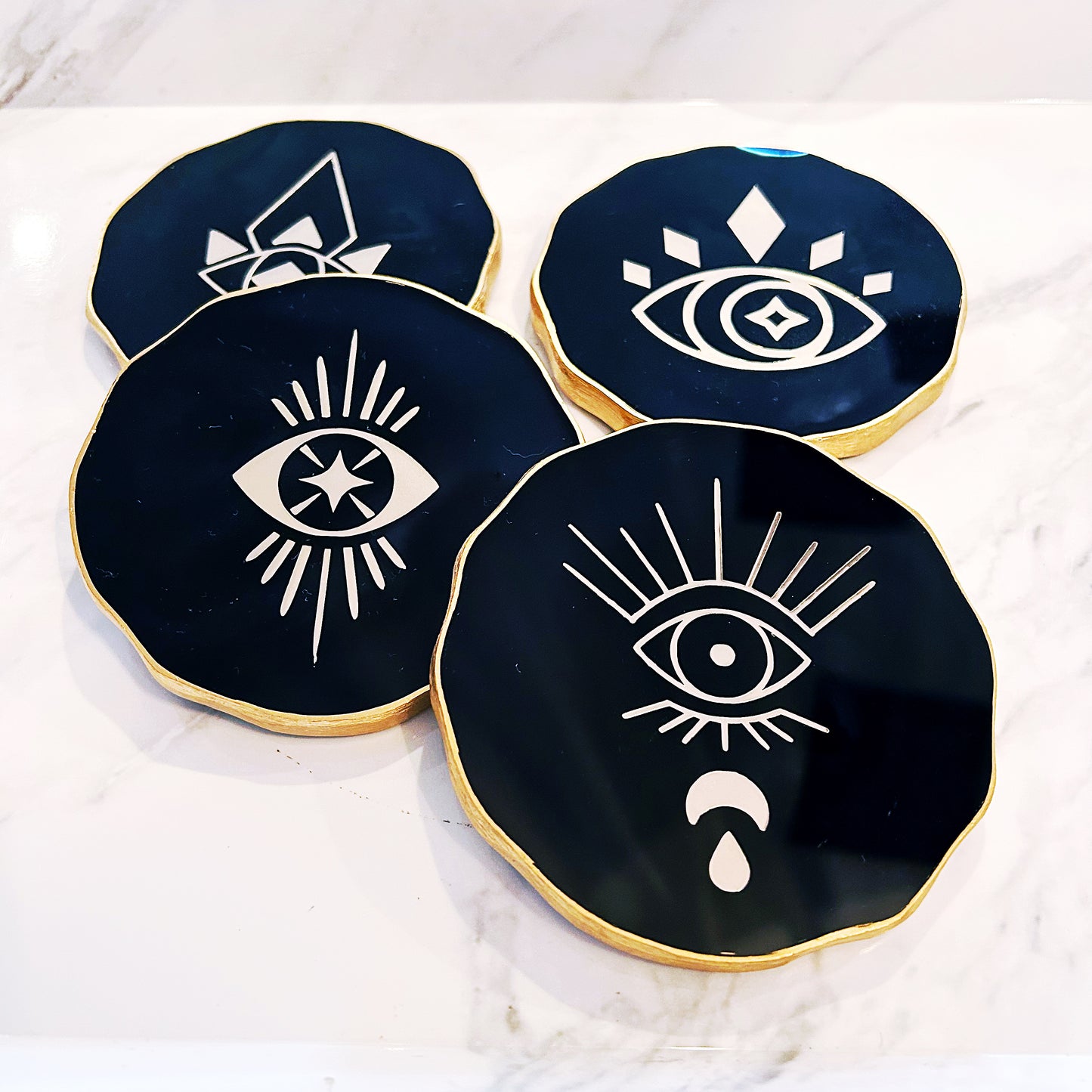 Evil Eye Coaster Set- Black