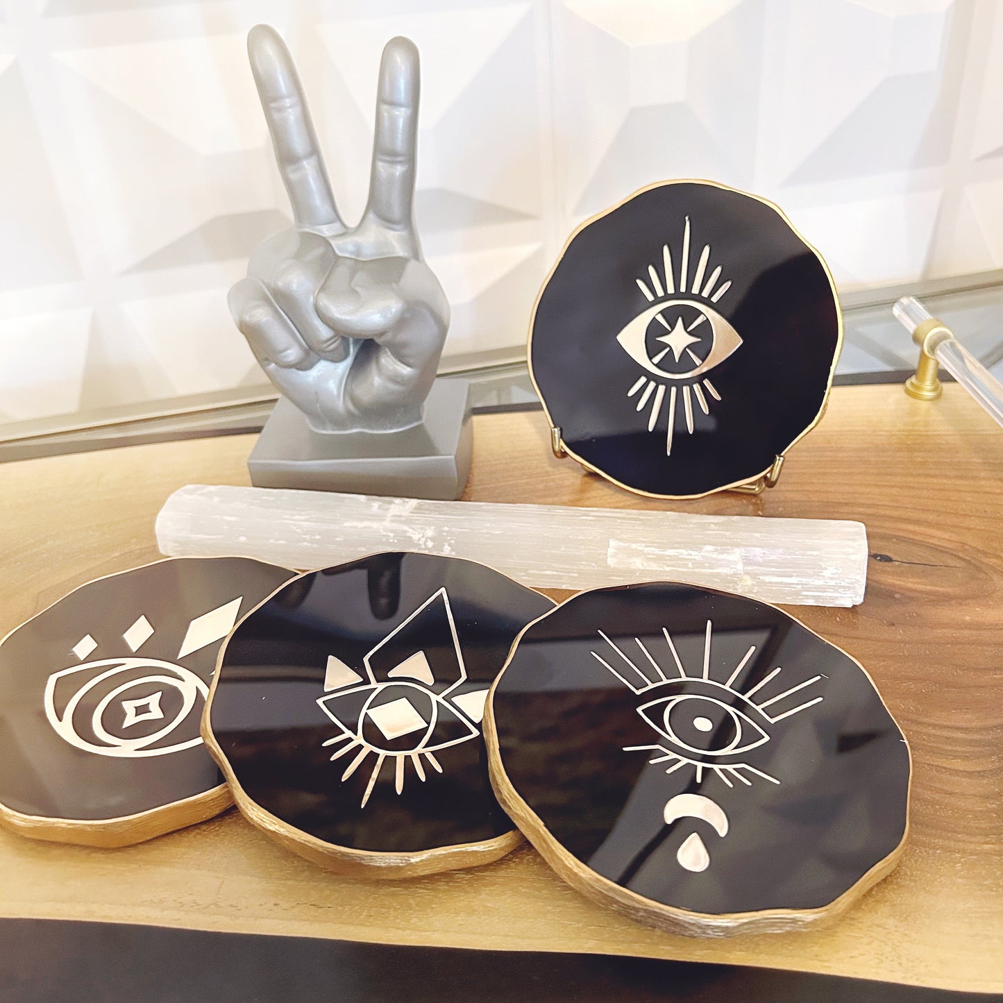 Evil Eye Coaster Set- Black