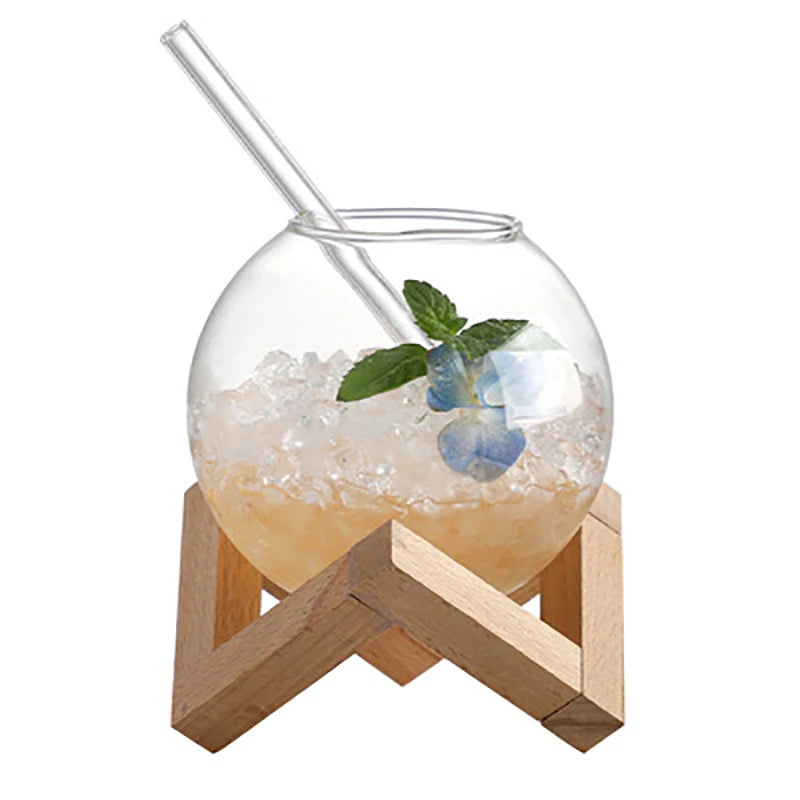 Cocktail Glass With Wood Stand