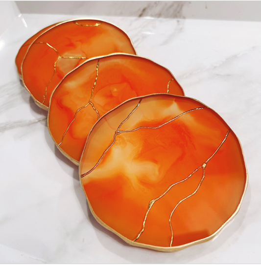 Valencia Orange & Gold Vein Coasters