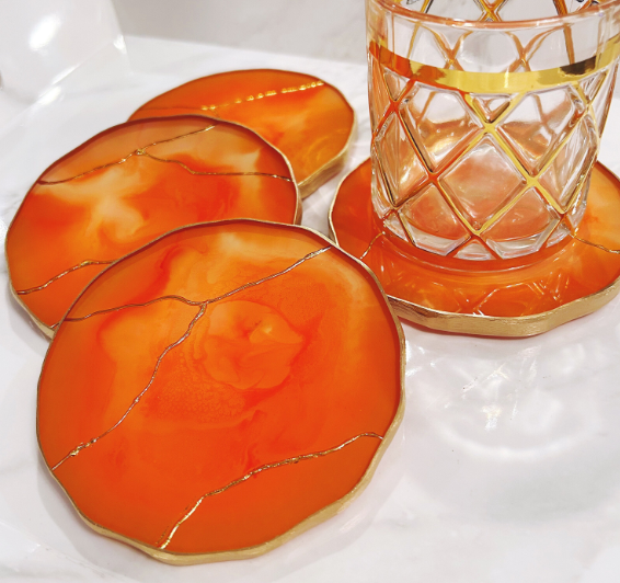 Valencia Orange & Gold Vein Coasters