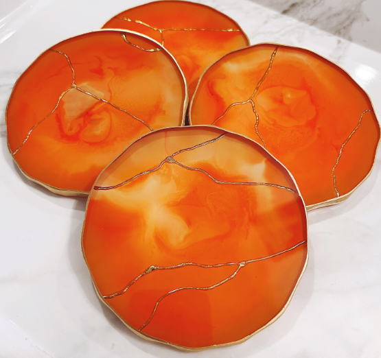 Valencia Orange & Gold Vein Coasters