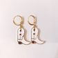 White & Gold Cowgirl Boot Earrings