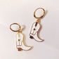 White & Gold Cowgirl Boot Earrings