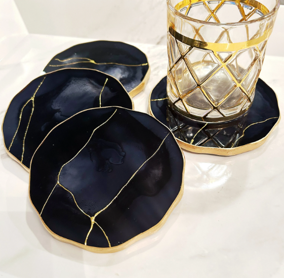 Black & Gold Vein Coasters