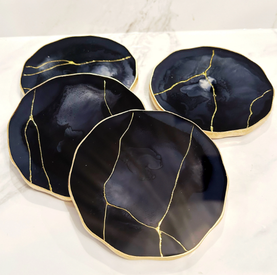 Black & Gold Vein Coasters