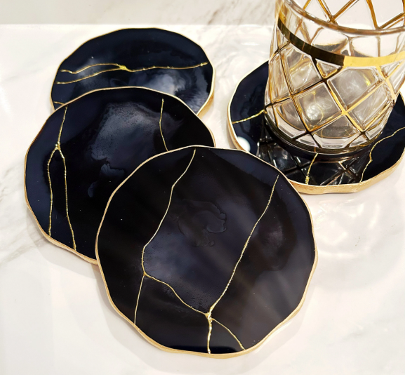 Black & Gold Vein Coasters