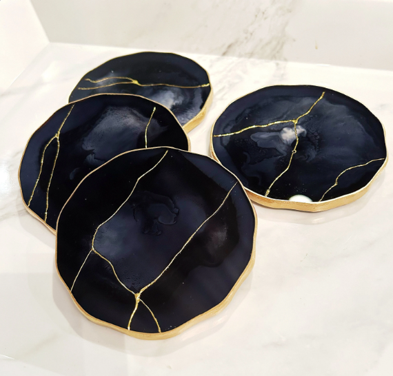 Black & Gold Vein Coasters