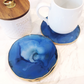 Azure Blue & Gold Natural Coasters