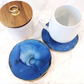 Azure Blue & Gold Natural Coasters