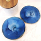 Azure Blue & Gold Natural Coasters