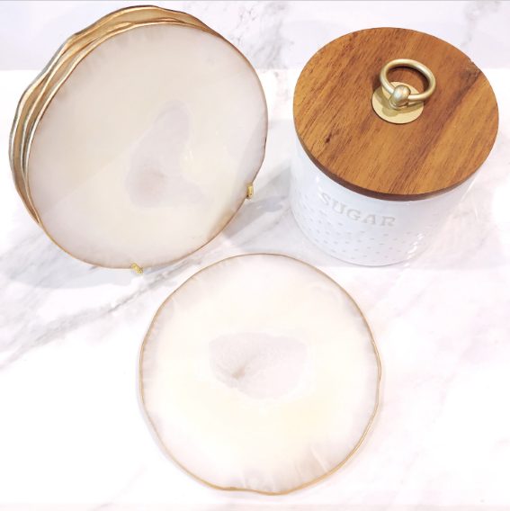 Ivory & Gold Natural Coasters