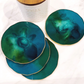 Marine Green/Blue & Gold Natural Coasters