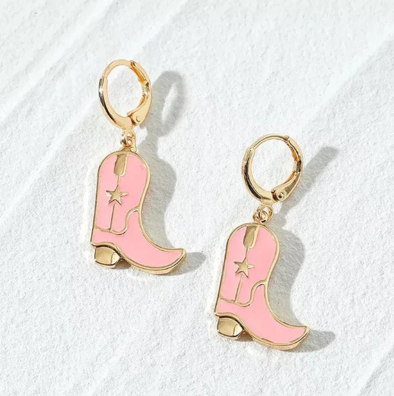 Black & Gold Cowgirl Boot Earrings