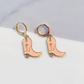 Soft Pink & Gold Cowgirl Boot Earrings