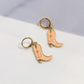 Soft Pink & Gold Cowgirl Boot Earrings