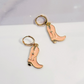 Soft Pink & Gold Cowgirl Boot Earrings