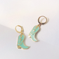 Turquoise & Gold Cowgirl Boot Earrings