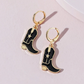 Black & Gold Cowgirl Boot Earrings