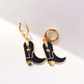 Black & Gold Cowgirl Boot Earrings